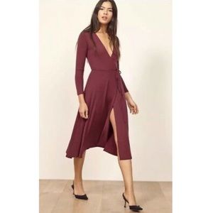 Reformation Wrap Dress Marie in Aubergine XS